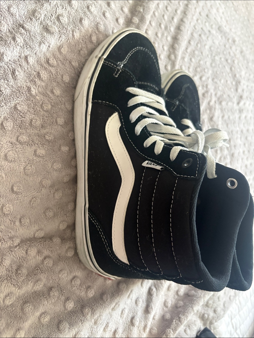 Vans Black and White High-Top Skate Sneakers, men’s 8.5